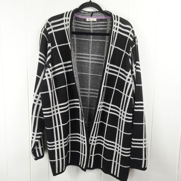 Ovla Womens Open Front Window Pane Black & White Sweater Size 3X - Picture 1 of 10